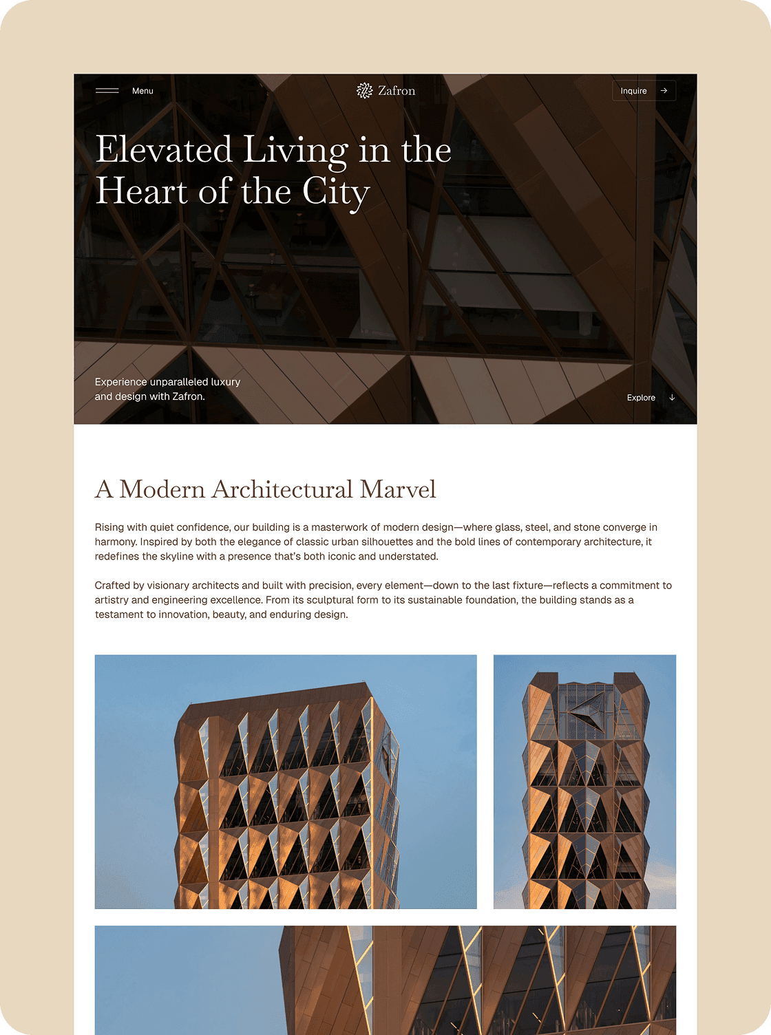 Zafron template preview